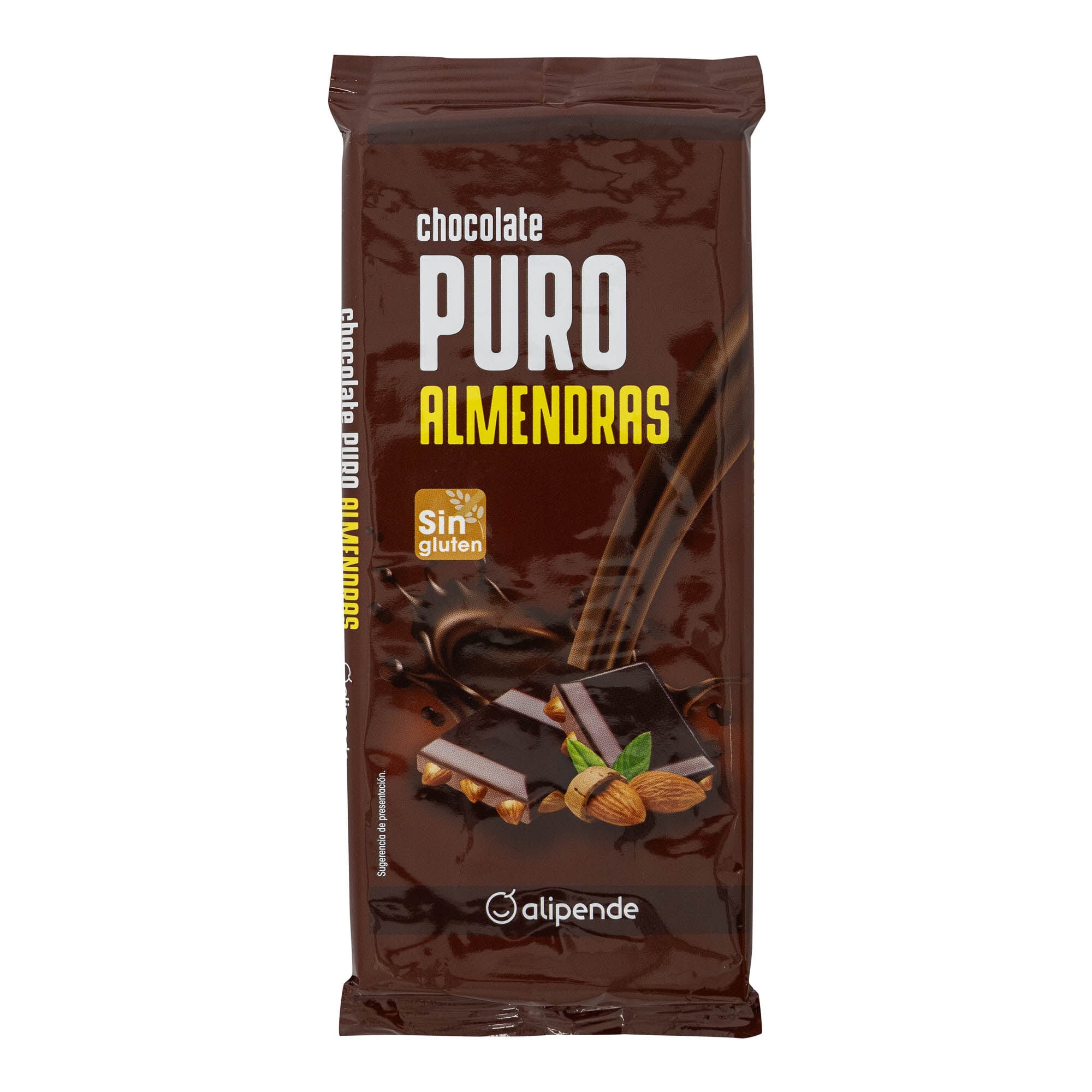 Chocolate puro sin gluten Alipende 150g con almendras
