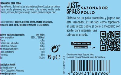 Sazonador de pollo Just Spices 79g