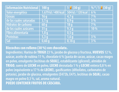 Bizcocho Lulu Fontaneda relleno de chocolate 5 uds