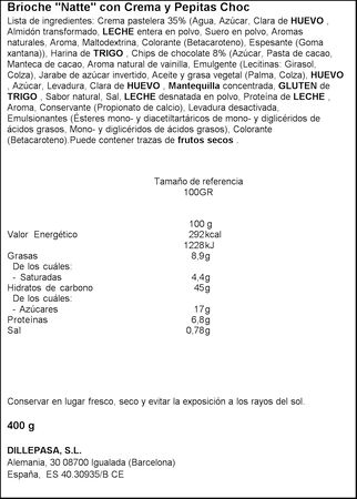Bollitos brioche 400g crema con pepitas