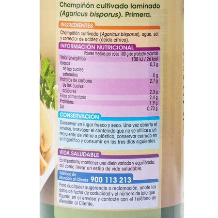 Champiñon Alipende bote 185g laminado