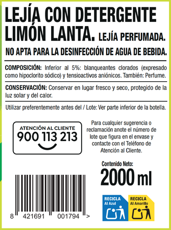Lej&iacute;a Lanta 2L densa con aroma a lim&oacute;n