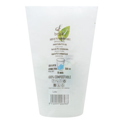Vasos de plástico Betik 15 uds 500cc compostables