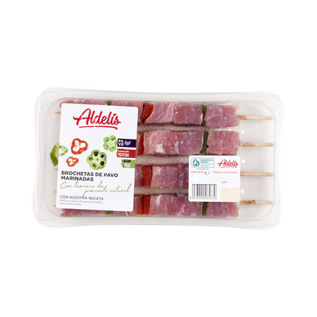 Brochetas de pavo marinadas Aldelís 310g