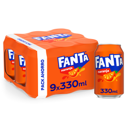 Refresco naranja Fanta lata 33cl pack 9
