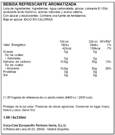 Refresco Coca-Cola Sabor Original 33cl pack lata P6