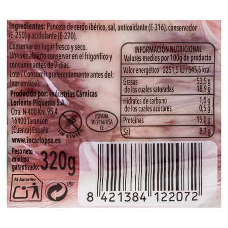 Panceta ibérica salada Lasencia 320g