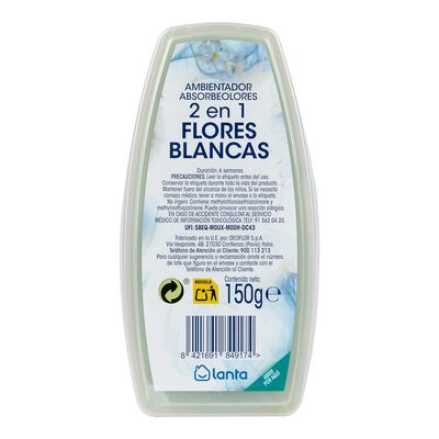 Ambientador absorbeolores Lanta 150g Flores blancas