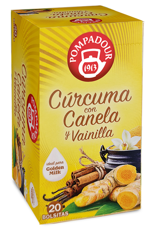 Infusi&oacute;n con c&uacute;rcuma canela y vainilla Pompadour 20 unidades