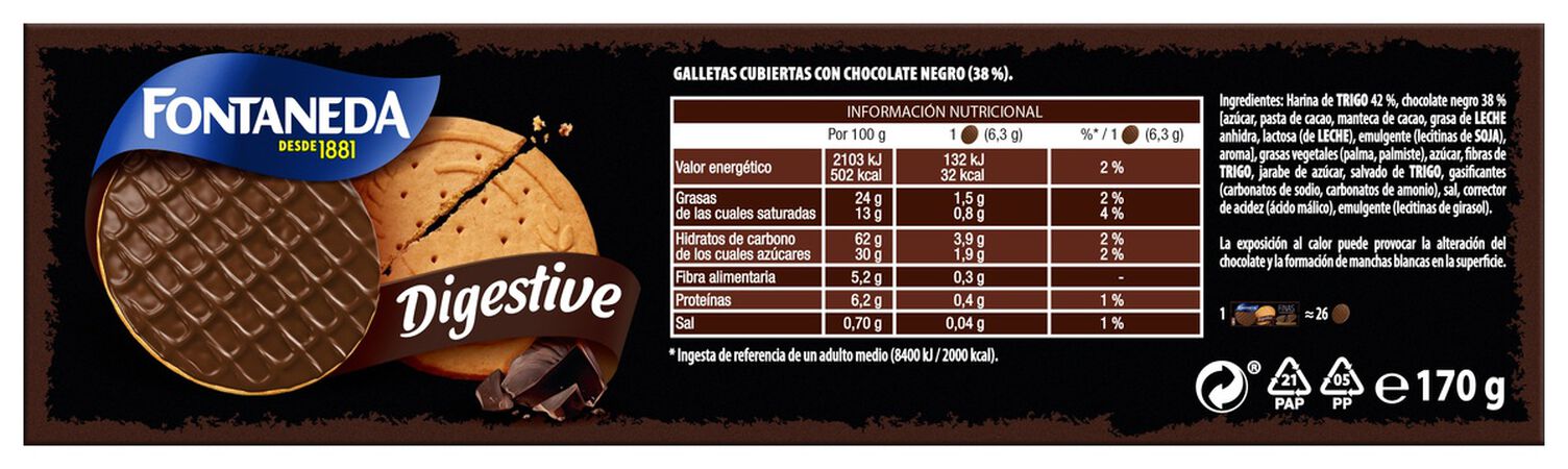 Galletas chocolate negro finas Fontaneda 170g