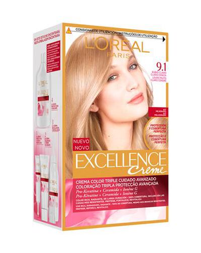 Tinte de cabello L'Or&eacute;al Excellence Creme n&ordm; 9.1 rubio muy claro ceniza