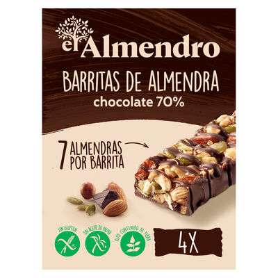 Barritas almendra chocolate negro s/gluten El Almendro 4u