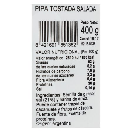 Pipas saladas Alipende 400g tostadas