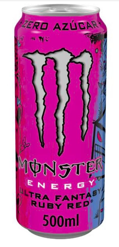 Bebida energ&eacute;tica zero az&uacute;car lata ultra fantasy Ruby Red Monster 500 ml