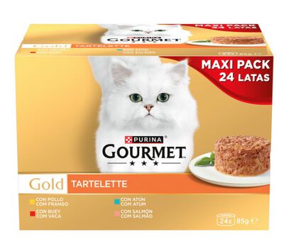 Alimento húmedo para gato gourmet Gold pack 24 tartelette surtido