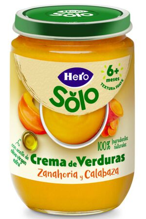 Alimento infantil crema de verduras zanahoria y calabaza para m&aacute;s de seis meses Hero 190 g