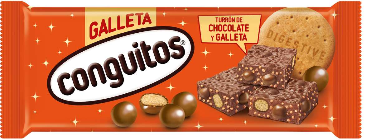 Turrón de chocolate con galleta Conguitos 250g