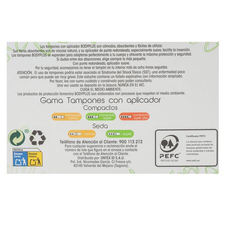 Tampon con aplicador Bodyplus compact 32 uds super