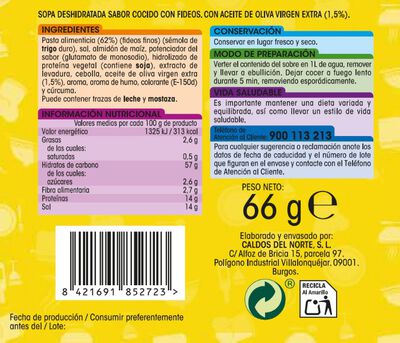 Sopa de cocido con fideos Alipende 66g