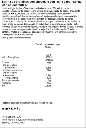 Barrita de prote&iacute;nas de crunchy cookies Corny 45g