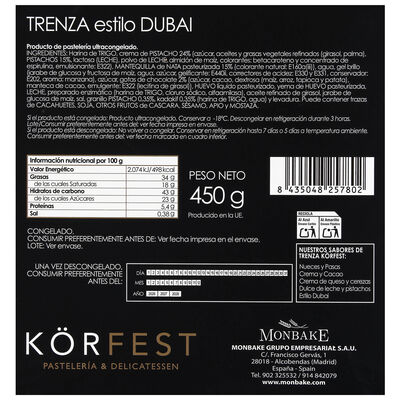 Trenza korfest producto de panader&iacute;a Dubai 450g