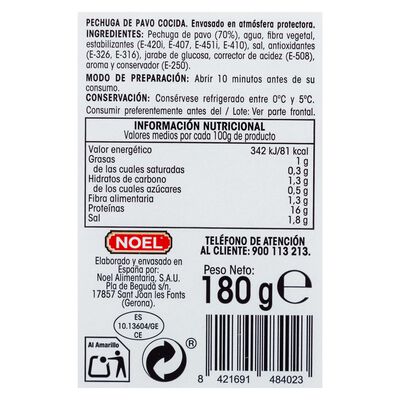 Pechuga de pavo cocida en lonchas Alipende 180g