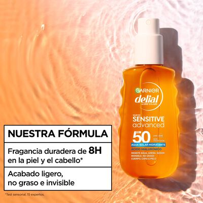 Agua solar hidratante con factor de protecci&oacute;n 50 para piel sensible Delial 150ml