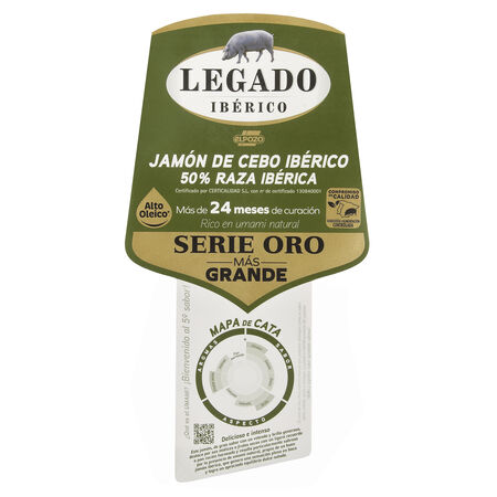 Jamón de cebo 50% raza ibérica Legado Ibérico Serie Oro peso aproximado PIEZA 8k