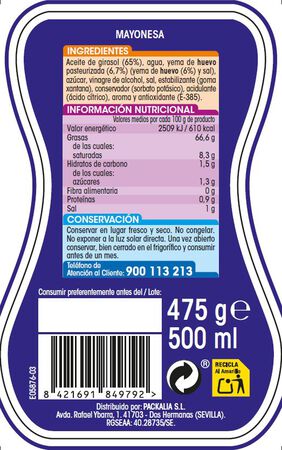 Mayonesa sin gluten con dosificador Alipende 500ml