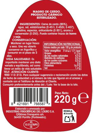 Magro de cerdo Alipende 220g