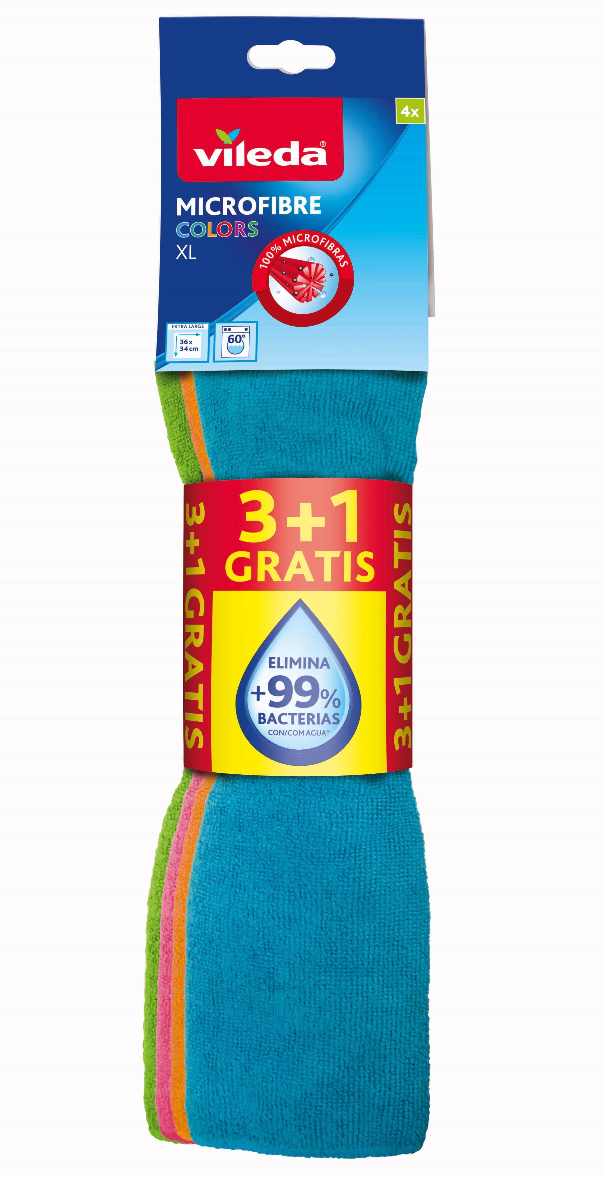 Bayeta de microfibras Vileda 3+1u colors xl