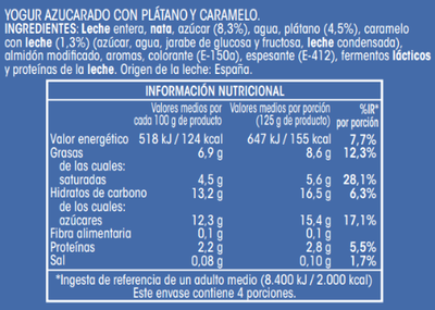 Yogur estilo griego Alipende pack 4 pl&aacute;tano y caramelo
