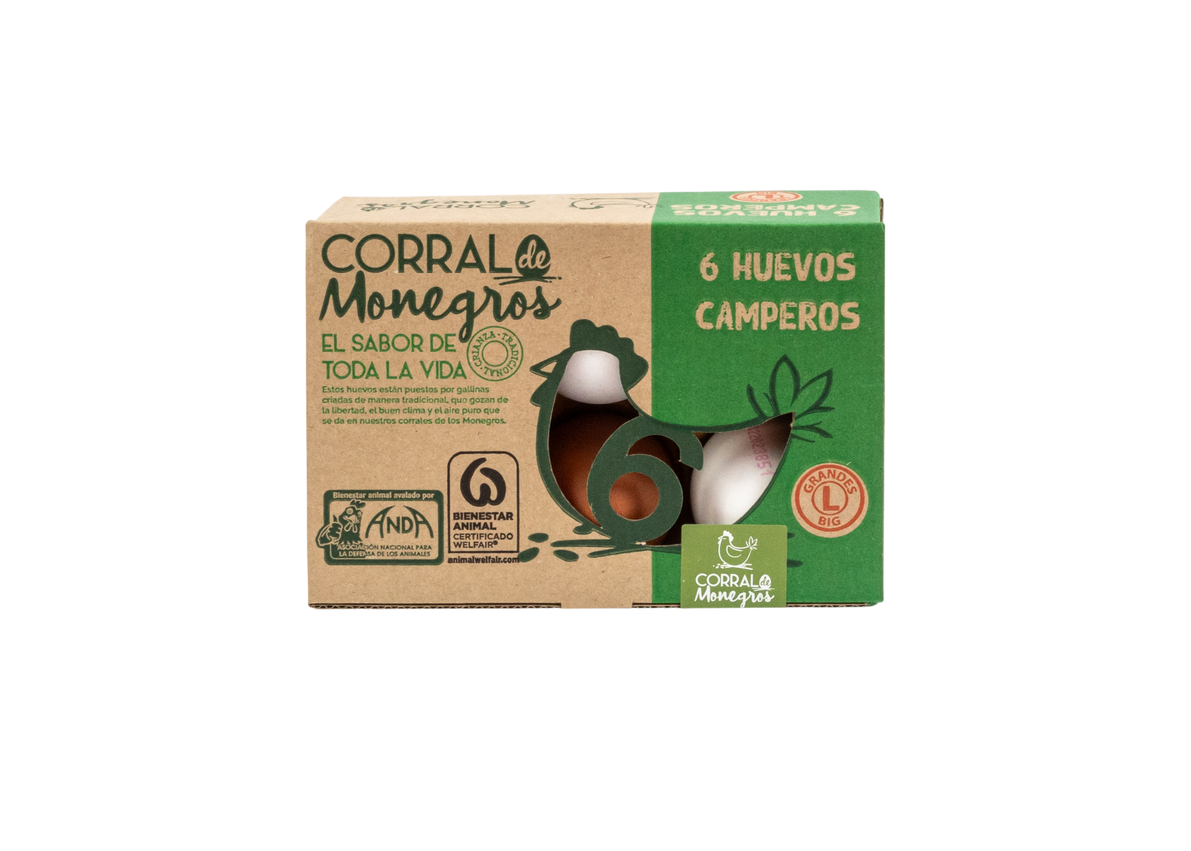 Huevos camperos tamaño M-L Corral Monegros 6 unidades