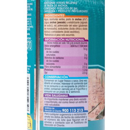 Aceitunas rellenas Alipende 150g suave reducido en sal