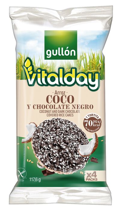 Tortitas de arroz Vitalday 118g chocolate negro y coco