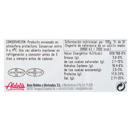 Flamenquín de pavo y queso Aldelis 255g
