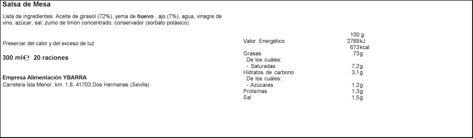 Salsa ali-oli Ybarra 300ml