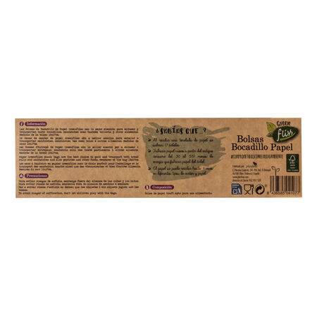 Bolsas de papel para bocadillo Green Fliss 30 uds