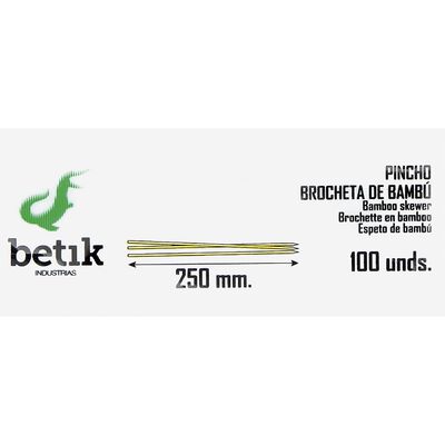 Palo barbacoa brocheta betik 100 unidades abedul