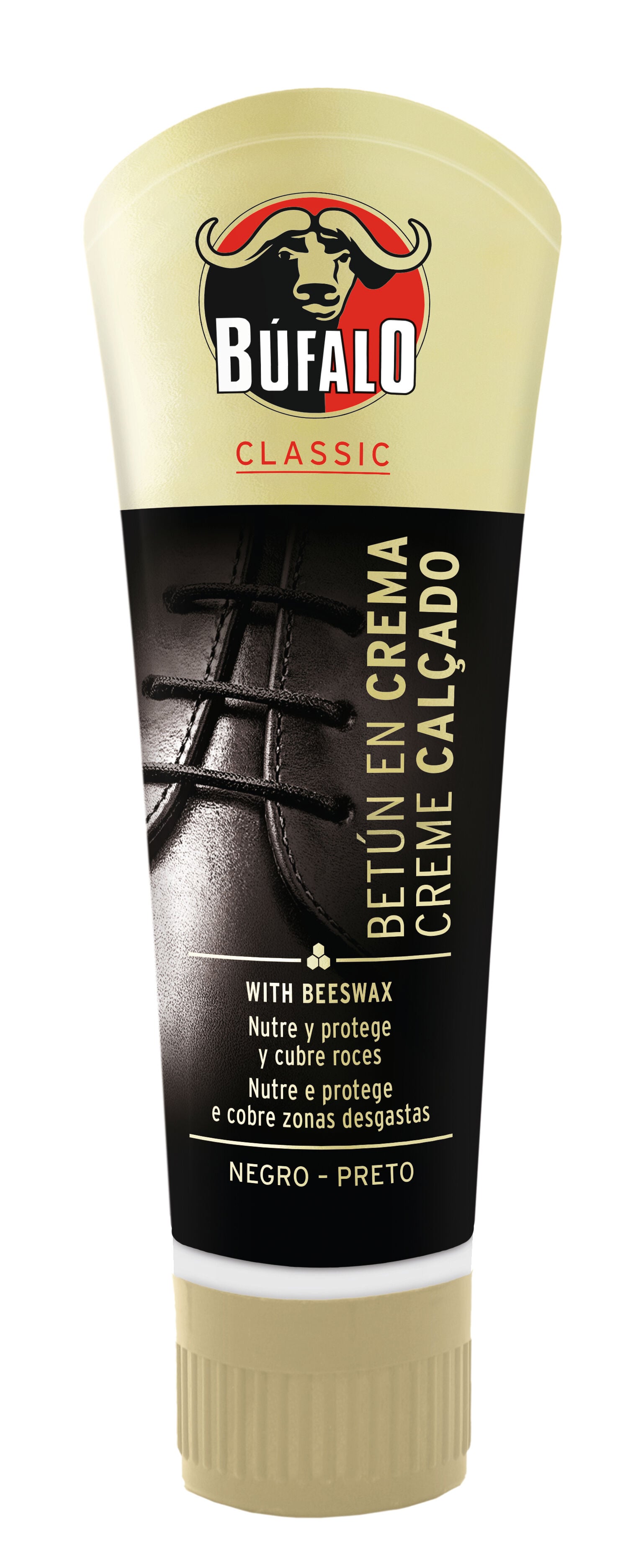 Tubo de betún calzado Búfalo 50 ml negro
