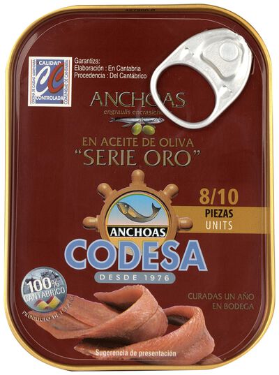 Filetes de anchoa en aceite de oliva serie oro 7/10 unid Codesa 55g