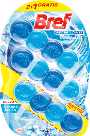 Limpiador Bref Wc 2+1U Colgador Gel Brillante Oceano Artico