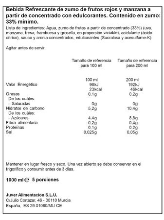Bebida s/azucar Disfruta Juver 1L Fritos rojos