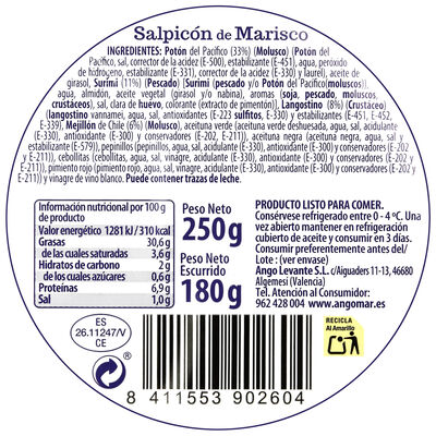 Salpic&oacute;n de marisco Angomar 180g