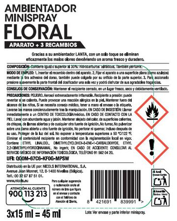 Ambientador minispray Lanta aparato + 3 recambios Floral