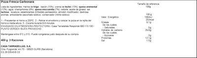 Pizza Casa Tarradellas 400g carbonara