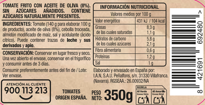 Tomate frito estilo casero sin gluten Alipende 350g
