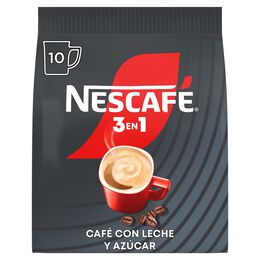Café soluble Nescafé 3 en 1. Sobres de café, leche y azúcar 10x16g
