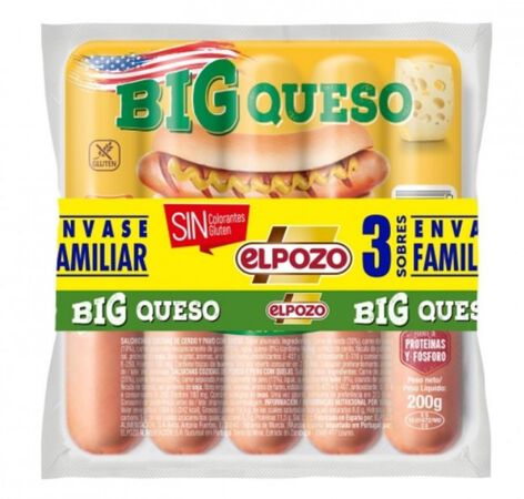 Salchicha Big queso ElPozo pack 3 x 200g