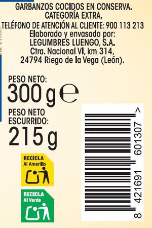Garbanzo cocido Alipende 215g